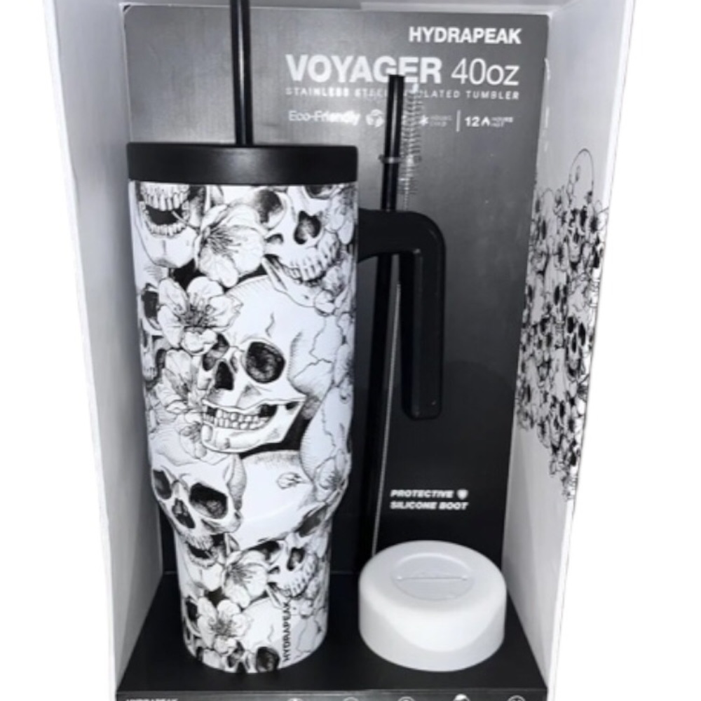 Hydrapeak voyager skull insulated 40 oz tumbler limited edition set HTF NWT